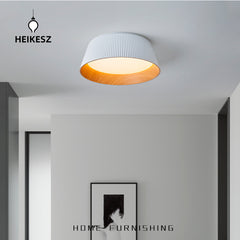 HEIKESZ Minimalist Ceiling Lamp Wood Grain Design High Profile Bedroom Study Dining Room Lighting
