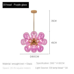 HEIKESZ Modern Minimalist Chandelier Creative Personality Art Nordic Balloon Bubble Glass Lamp for Bedroom Restaurant Princess Room