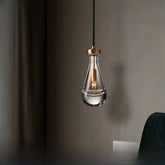 HEIKESZ Modern Luxury Copper Water Drop Chandelier Minimalist Bedroom Bedside Light Creative Living Dining Room Bar Crystal Decoration