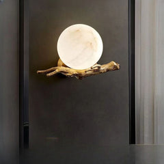 HEIKESZ Chinese Style Copper Marble Wall Lamp Luxury Creative Design for Living Room Bedroom Tea Room Background Wall Lighting