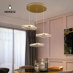 HEIKESZ Modern Danish Chandelier Simple Empty Lotus Leaf LED Lighting for Restaurant Living Room Dining Bar Nordic Ceiling Fixture