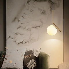 HEIKESZ Nordic Modern Glass Chandelier for Bedroom Dining Room Study Bar LED Ceiling Light Copper Round Hanging Lamp Creative Living Room Lighting