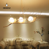 HEIKESZ Nordic Chandelier Modern Bird's Nest Design Warm Light Fixture for Living Room Bedroom Restaurant Art Lighting