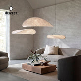 HEIKESZ Japanese Style Chandelier Simple Bedroom Light Nordic Art Silk Cloth Designer Famous Restaurant Tea Room Lighting