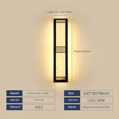 HEIKESZ Outdoor Waterproof Wall Lamp Stainless Steel Marble Stone Light Fixture for Villa Gate Courtyard Pillar Lighting