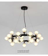 HEIKESZ Nordic Glass Chandelier Modern LED Ceiling Light Black Ball Lamp for Living Room Bedroom Restaurant Lighting