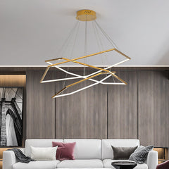 HEIKESZ Post-Modern Geometric Designer Golden Mirror Hexagonal Chandelier Luxury Stainless Steel Industrial Style Warm Light for Living Room Bedroom Ceiling Lighting
