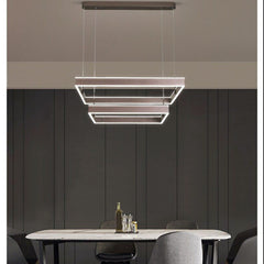 HEIKESZ Modern Aluminum Chandelier for Living Room Bedroom Restaurant Warm Light Creative Rectangular Ceiling Lamp