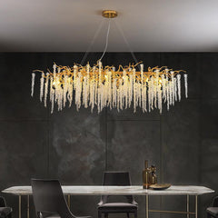 HEIKESZ Modern Crystal Chandelier Luxury Water Drop Branch Design for Living Room Dining Room Bedroom Villa Lighting