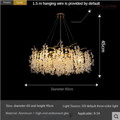 HEIKESZ Nordic Modern Glass Chandelier Luxury Villa Dining Room Bedroom Lamp French Crystal Rod-Type Lighting