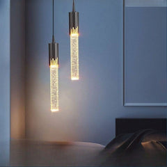 HEIKESZ Nordic Crystal Chandelier Luxury Bed Head Hanging Lamp for Bedroom Bar TV Background Wall