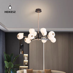 HEIKESZ Nordic Magic Bean Ring LED Chandelier Modern Minimalist Creative Lighting for Living Room Bedroom Study