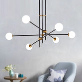 HEIKESZ 2023 Modern Line Chandelier Nordic Glass Ball Droplight for Dining Room Living Room Bar Study Model Room