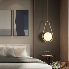 HEIKESZ Nordic Modern Glass Chandelier for Bedroom Dining Room Study Bar LED Ceiling Light Copper Round Hanging Lamp Creative Living Room Lighting