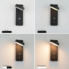 HEIKESZ Modern LED Wall Lamp Touch Dimmer 350° Rotation Adjustable Brightness White Black Gold Bedroom Living Room Ceiling Light Fixtures