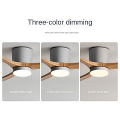HEIKESZ Ceiling Fan Light Nordic Solid Wood Modern Minimalist Chandelier with Electric Fan for Living Room Bedroom Dining Room