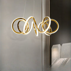 HEIKESZ Spring Ring Chandelier Modern Luxury Stainless Steel Art Light for Living Room Bedroom Dining High End Designer