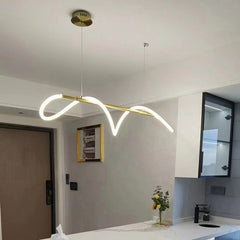 HEIKESZ Minimalist Chandelier for Restaurant Bar Long Dining Table Music Note Art Designer LED Tube Winding Line Lamp