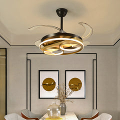 HEIKESZ New Chinese Style 42 48-inch Invisible Ceiling Fan with LED Light Simple Electric Fan Lamp for Home Master Bedroom Livingroom Restaurant