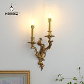 HEIKESZ Luxury European Retro French Brass Candle Wall Light for Villa Living Room Dining Bedroom Corridor