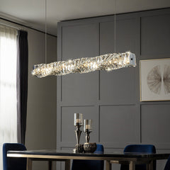 HEIKESZ Italian Minimalist Crystal Chandelier Modern LED Pendant Light Luxury Dining Room Ceiling Lamp Nordic Design for Restaurant Bar Living Bedroom