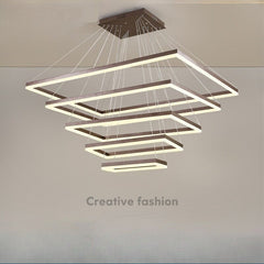 HEIKESZ Modern Rectangular LED Chandelier for Dining Room Living Room Bedroom Warm Light Creative Personality Bar Lamp Upscale Ceiling Lighting