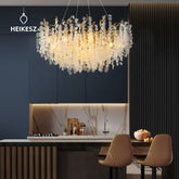 HEIKESZ Modern Crystal Chandelier Luxury Round Glass Light for Living Room Bedroom Villa Restaurant Nordic French Simplicity