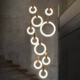 HEIKESZ Nordic Modern Minimalist Rotating Duplex Chandelier LED Ceiling Light for Living Dining Room Bedroom Villa Pendant