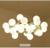 HEIKESZ Post-Modern Nordic LED Iron Droplight Creative Magic Bean Lamp Cool Glass Ball Chandelier for Living Room Bedroom Ceiling Lighting