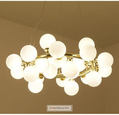 HEIKESZ Post-Modern Nordic LED Iron Droplight Creative Magic Bean Lamp Cool Glass Ball Chandelier for Living Room Bedroom Ceiling Lighting