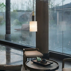 HEIKESZ Modern Chinese Creative Simple Luxury Bedroom Chandelier Spain Marble Long Line Single Head Ceiling Light Fixtures for Bedroom