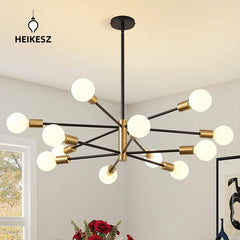 Heikesz Satellite Chandelier Retro Industrial Style LED Ceiling Light for Living Room Restaurant American Country Hanging Lamp