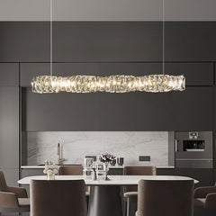 HEIKESZ Italian Minimalist Crystal Chandelier Modern LED Pendant Light Luxury Dining Room Ceiling Lamp Nordic Design for Restaurant Bar Living Bedroom
