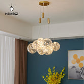 HEIKESZ Nordic Glass Hanging Lamp Minimalist Starry Soap Bubble Ball Lighting for Living Room Bedroom Restaurant Decor