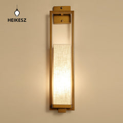 HEIKESZ Chinese Wall Lamp Bronze Classical Long Wall Light for Living Room Bedroom Hotel Guest Room Corridor Decor