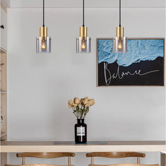 HEIKESZ Modern Luxury Nordic Droplight Electroplated Smoky Gray Glass Lamp for Living Room Bedroom Dining Room Ceiling Lighting
