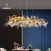 HEIKESZ Modern Minimalist Aluminum Glass Chandelier Nordic Style for Living Room Dining Room Bedroom Villa Lighting