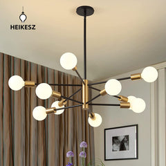 Heikesz Satellite Chandelier Retro Industrial Style LED Ceiling Light for Living Room Restaurant American Country Hanging Lamp