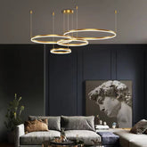 HEIKESZ Modern Minimalist Round Chandelier LED Ceiling Light for Living Room Bedroom Dining Room Nordic Warm Lighting