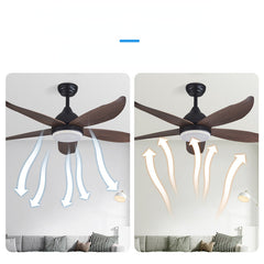 HEIKESZ Modern Minimalist Wood Grain Ceiling Fan With Remote Control 46 54 Inch Five Leaf Fan Light For Dining Living Room