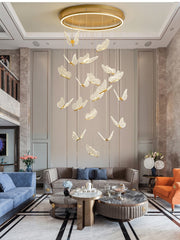 HEIKESZ Nordic Modern Minimalist LED Chandelier Acrylic Butterfly Creative Art Light for Living Room Dining Room Ceiling Pendant