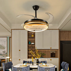 HEIKESZ New Chinese Style 42 48-inch Invisible Ceiling Fan with LED Light Simple Electric Fan Lamp for Home Master Bedroom Livingroom Restaurant