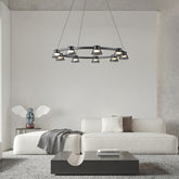 HEIKESZ Modern Minimalist Chandelier Long Glass Nordic Style Lighting for Living Room Bedroom Restaurant Bar