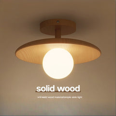 HEIKESZ Nordic Log Style Ceiling Lamp Wooden Japanese Aisle Balcony Corridor Light Simple Personality Design