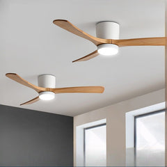 HEIKESZ Ceiling Fan Light Nordic Solid Wood Modern Minimalist Chandelier with Electric Fan for Living Room Bedroom Dining Room