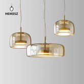 HEIKESZ Nordic Modern Minimalist Glass Chandelier for Dining Room Bedside Bar Living Room Ceiling Lighting Designer Lamps Soft Decoration
