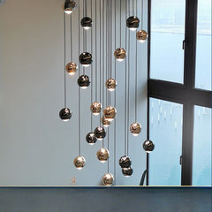 HEIKESZ Luxury Crystal Rotating Staircase Chandelier Modern Minimalist LED Ceiling Light for Living Room Dining Kitchen Bedroom