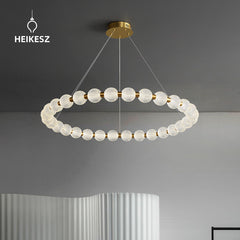 HEIKESZ New Nordic Ring LED Chandelier Modern Minimalist Hanging Light for Living Room Bedroom Study