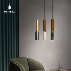 HEIKESZ Nordic Minimalist Small Droplight Modern Bedroom Bedside Lamp Marble Single Head Ceiling Light Fixtures for Living Room