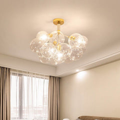 HEIKESZ Modern Minimalist Glass Bubble Chandelier LED Lighting for Living Room Bedroom Dining Room Nordic Ins Design